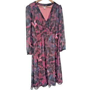 New Sophia Vergara Empire Waist Midi Chiffon Dress watercolor fairy spring